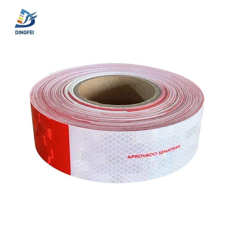 Custom Logo Car Reflective Stripes Red White DOT-C2 Trucks Outdoor Reflective Car Reflector Warning Stickers Radium Tape Roll
