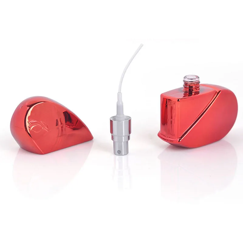 25ml electroplating heart-shaped glass perfume bottle pressing spray pump perfume packaging container