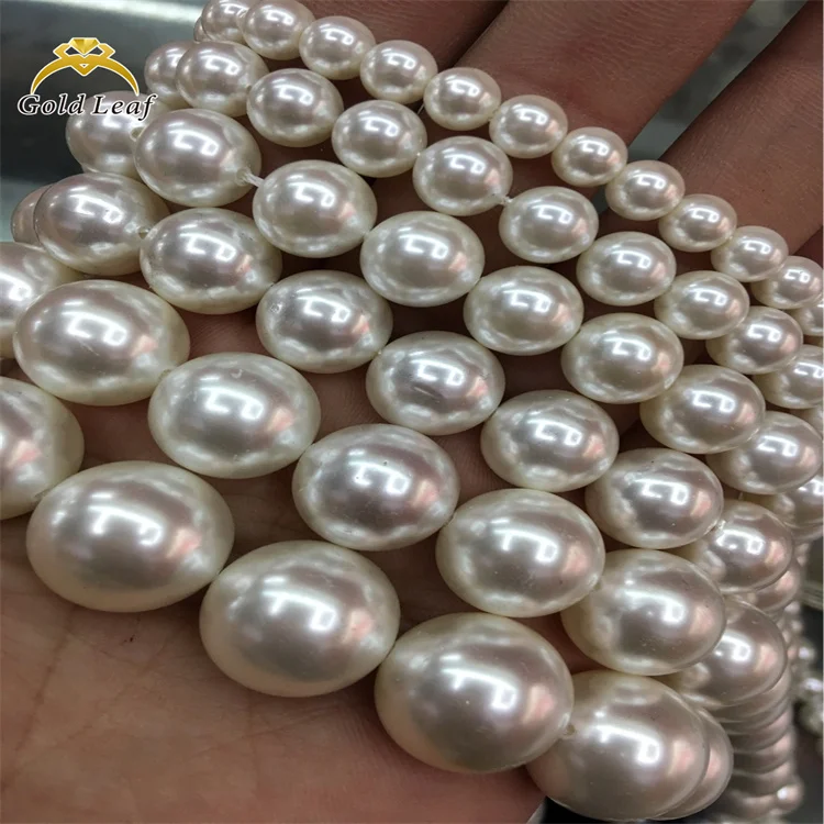 Goldleaf jewelry colored shell pearl necklace 6-8 mm natural shell pearl beads loose pearls for jewelry making wearing