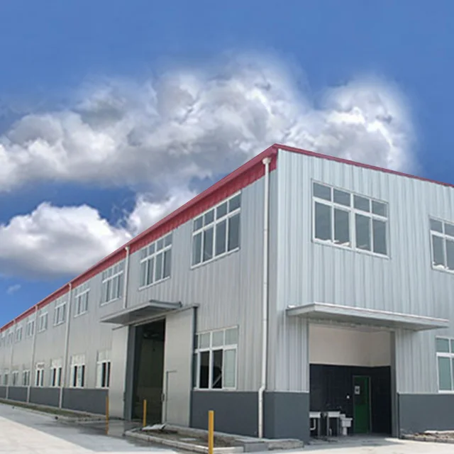 Blue gray white prefab workshop building prefab steel structure office building steel fabricated building light steel structures