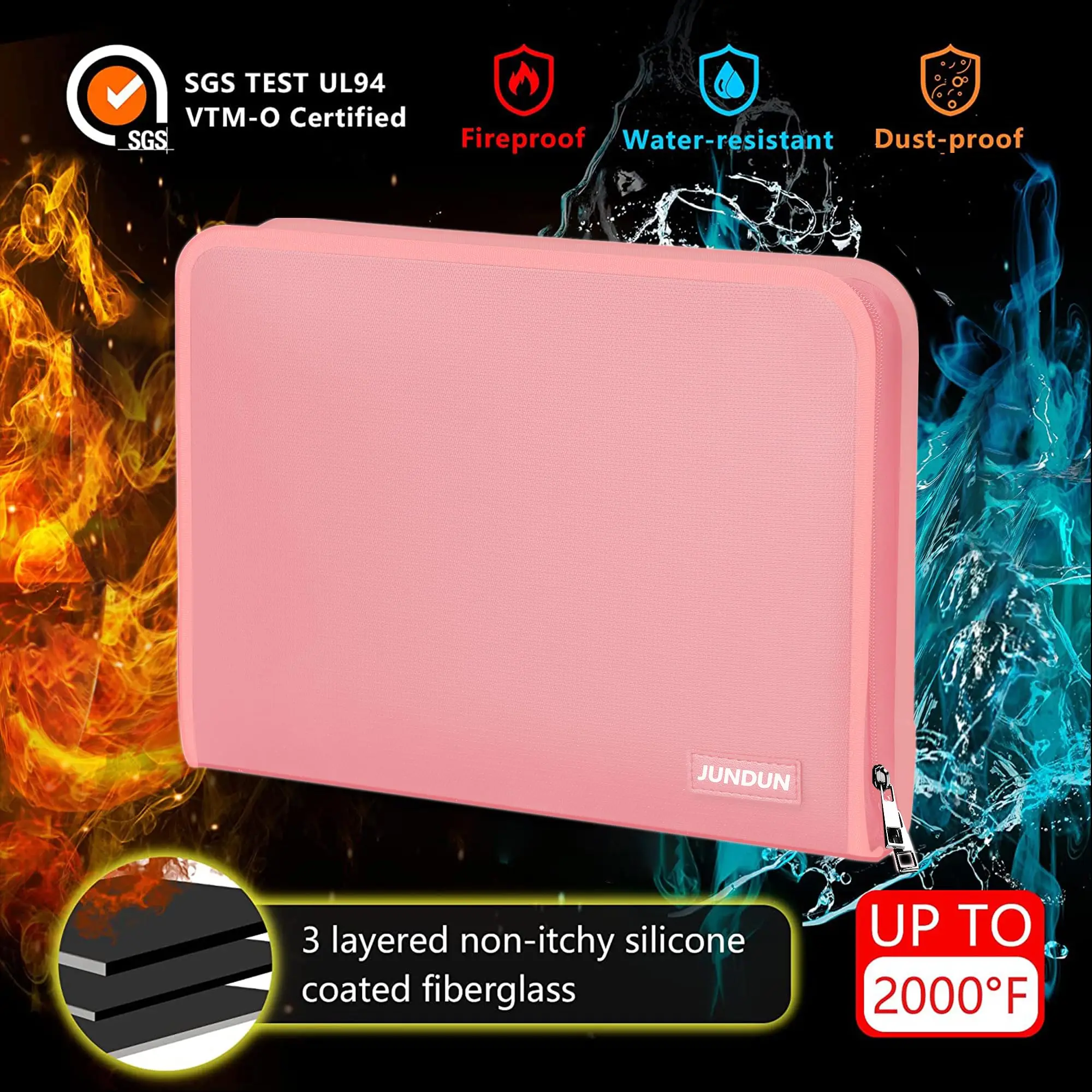YIHUAXING 12-Pocket Expandable File Organizer Accordion Fireproof A4 Folder with Zipper Tabs Document File Folder Organization