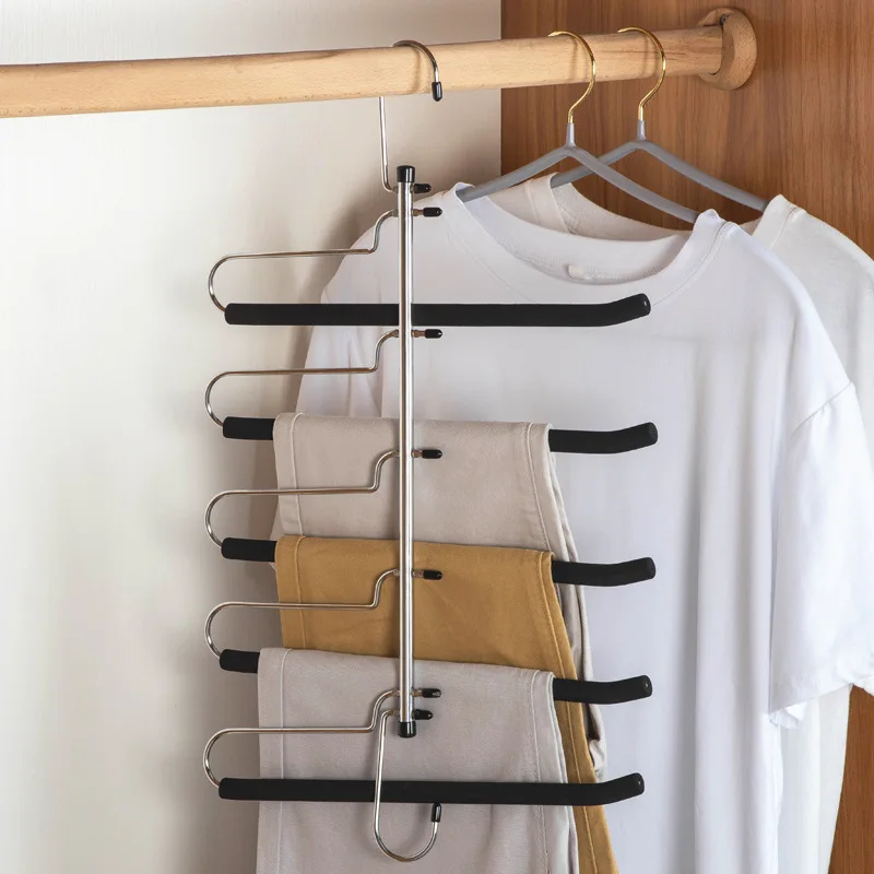 Multi-layer sponge non-slip pants rack pants hanger wholesale metal storage hanger traceless pants hang silk scarf scarf storage