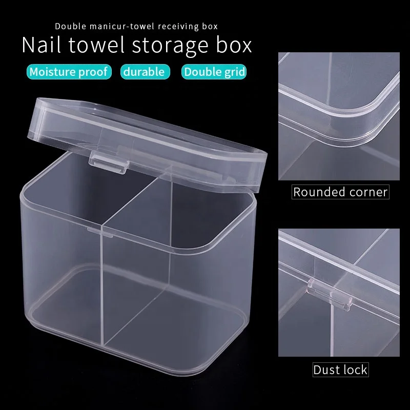 Misscheering Double Use Nail Art Wipes Clean Pads Storage Box Double Grids Cotton Pads Manicure Polish Remover Wipe Pad Box Tool