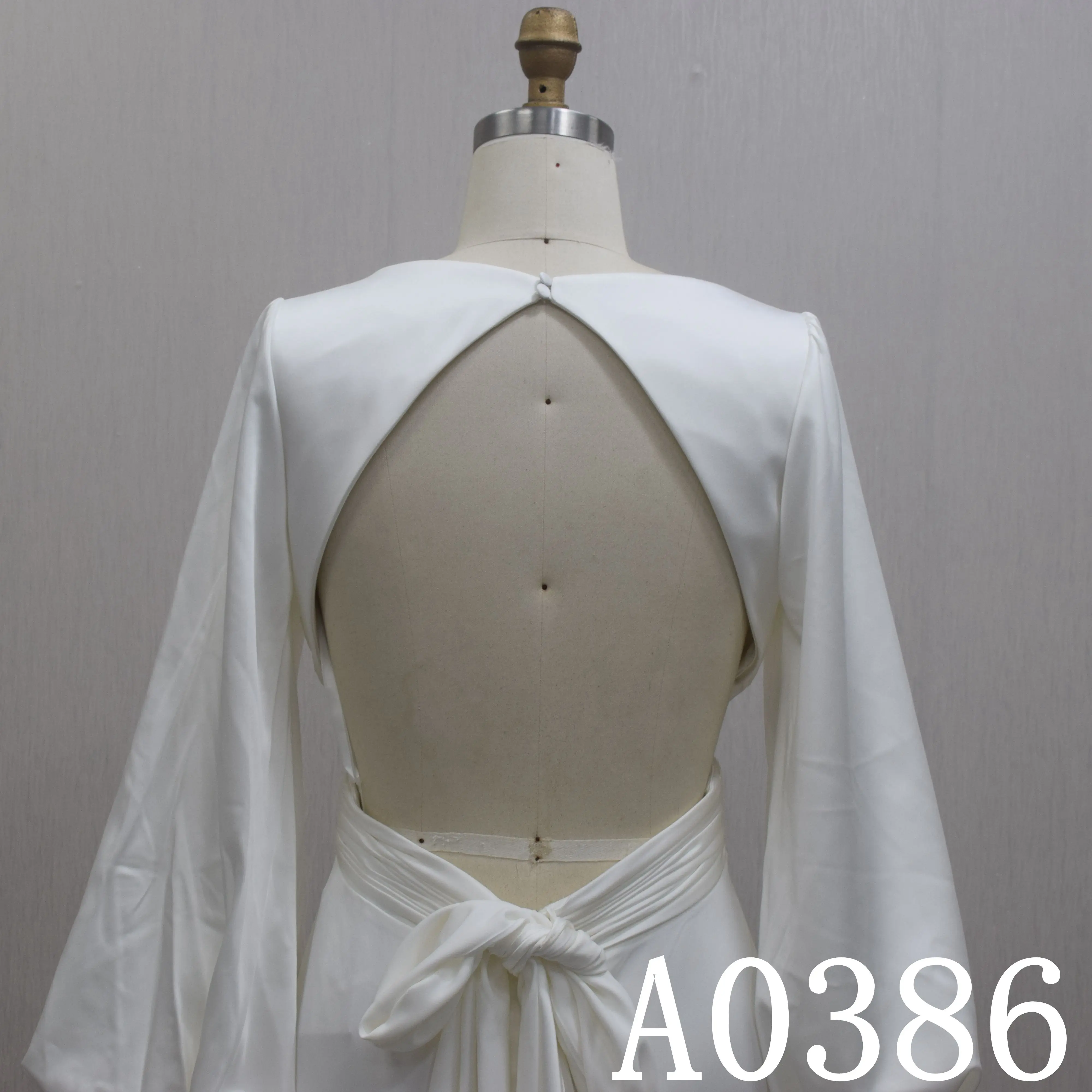 2025 New Style Simple Bridal Outdoor Wedding Dresses   Elegant Satin Long Sleeve Mermaid  Wedding Dresses With a Church Train