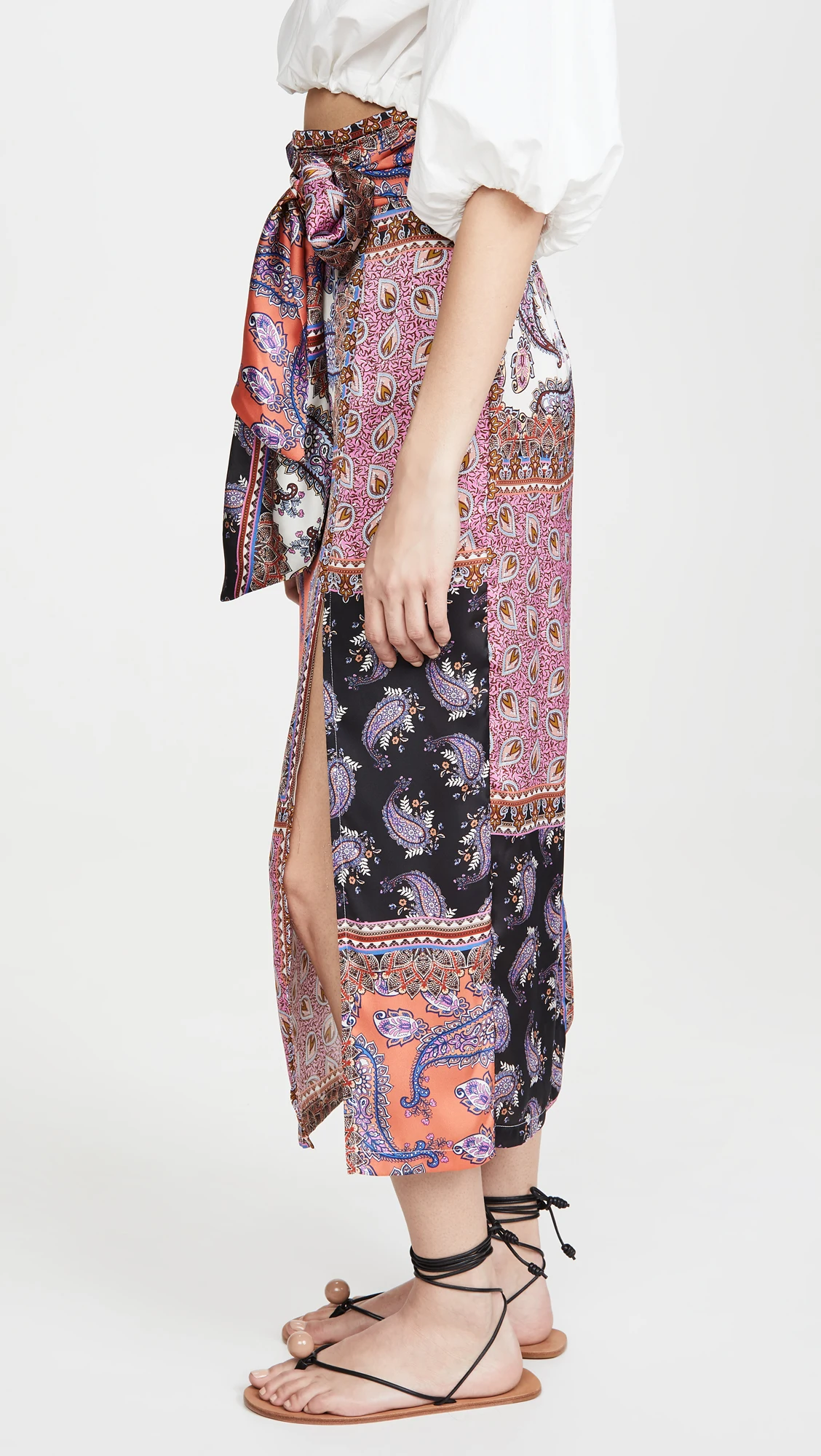 2021 Latest Design Ethnic Paisley Pattern Breathable Skirt With Lace Up