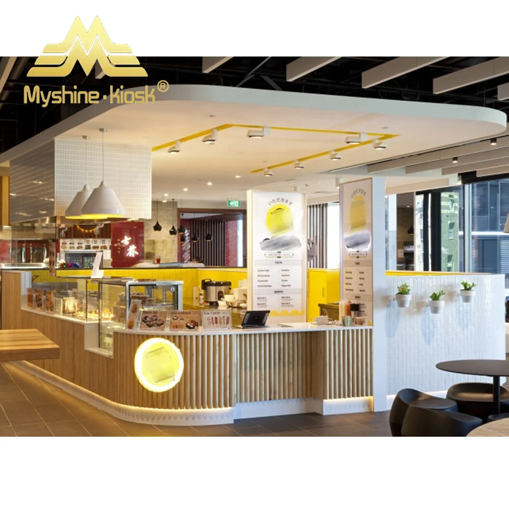 Indoor Mall Burger Kiosk Counter with Ceiling Sushi Retail Kiosk Fast Food Kiosk