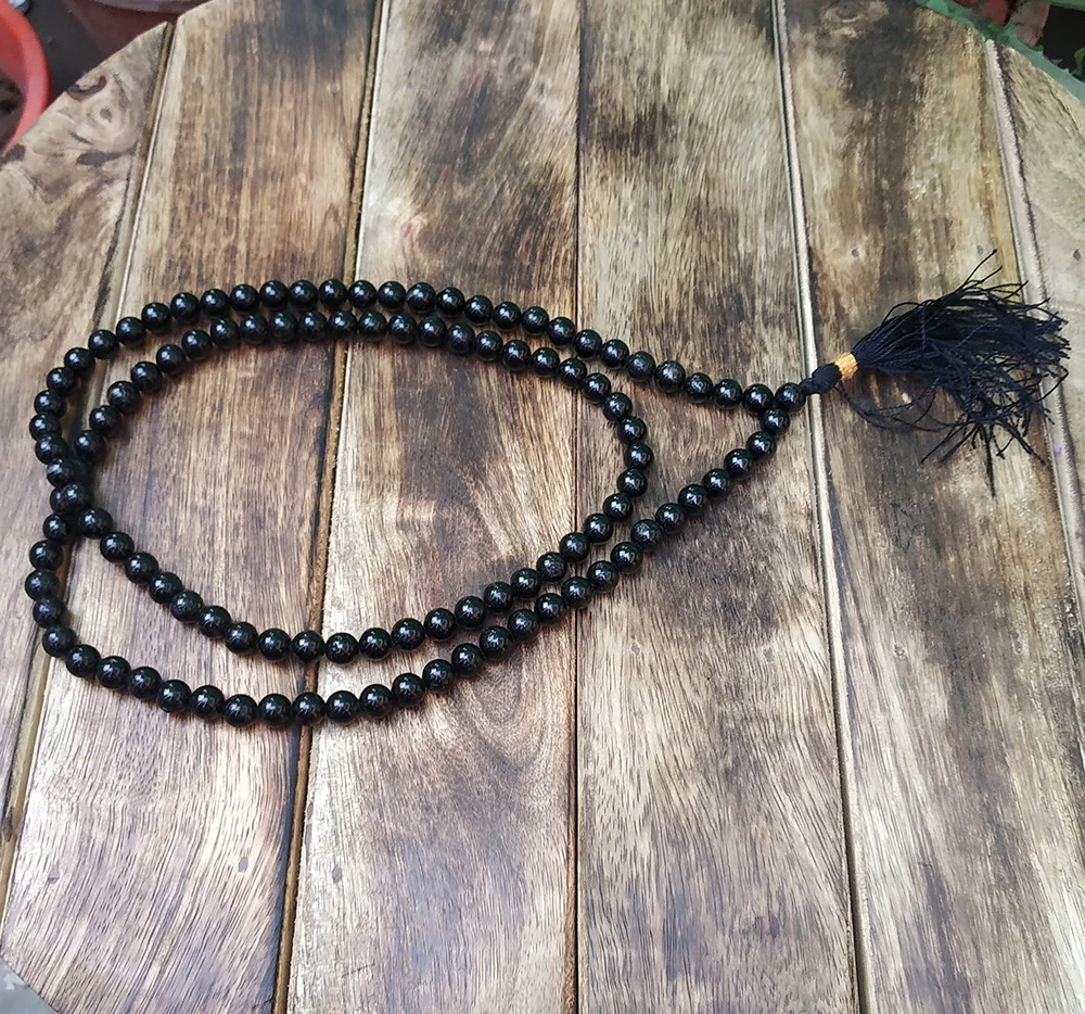 
Natural Genuine Black Tourmaline 8mm Beads Jap Mala Crystal Chakra Reiki Healing Black Tourmaline Stone Beads Mala Necklace 