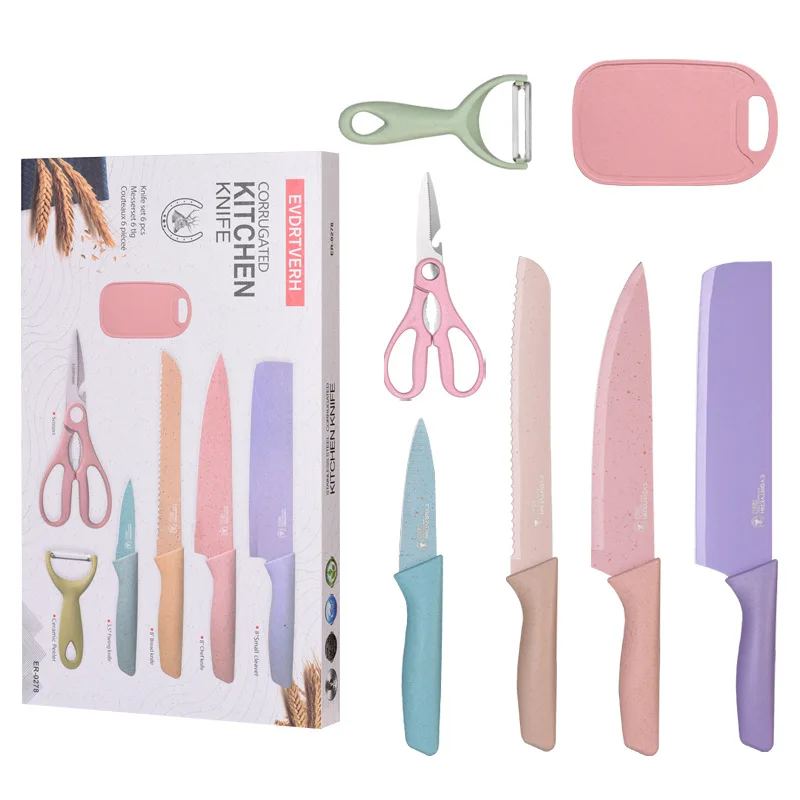 Sharp Blades Coating 5pcs Premium Gift Gradient  stainless steel  for kitchen restaurant Chef knives set