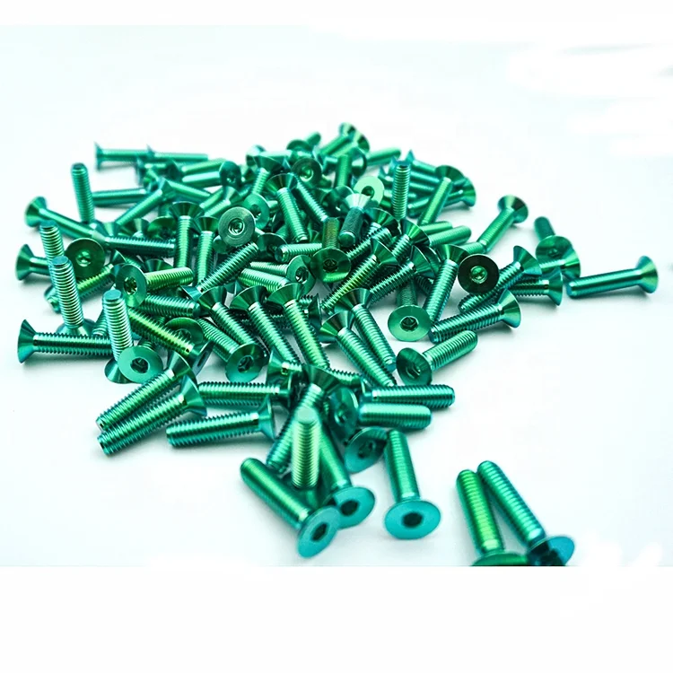 DIN7991 Gr5 Ti Titanium Anodized green Bolts Flat Head Countersunk Hex Screw
