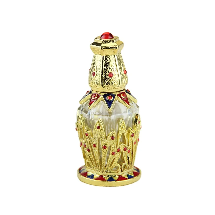 custom design crown shaped gold Arab attar bottle essential oil bottle