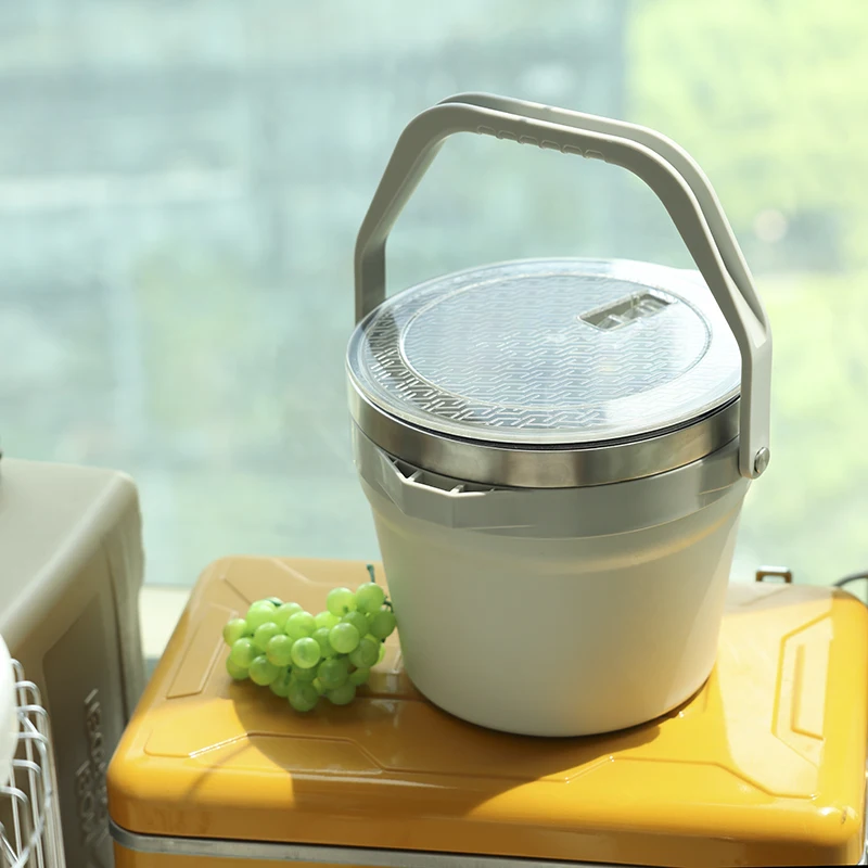 BPA- FREE 18/8 Stainless Steel Ice Hard cooler bucket with portable handle lid 7L 230oz cooler box to keep 48 hours cold