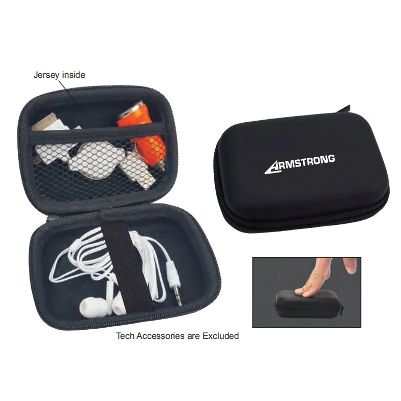 Wholesale 8cm PU Leather Round Travel Tech  Accessories Black Small Earphone Storage box