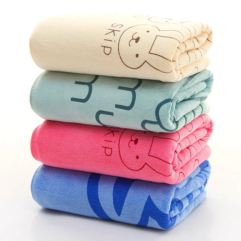 wholesale kids microfiber beach towel overlocked rabbit printed bath towel