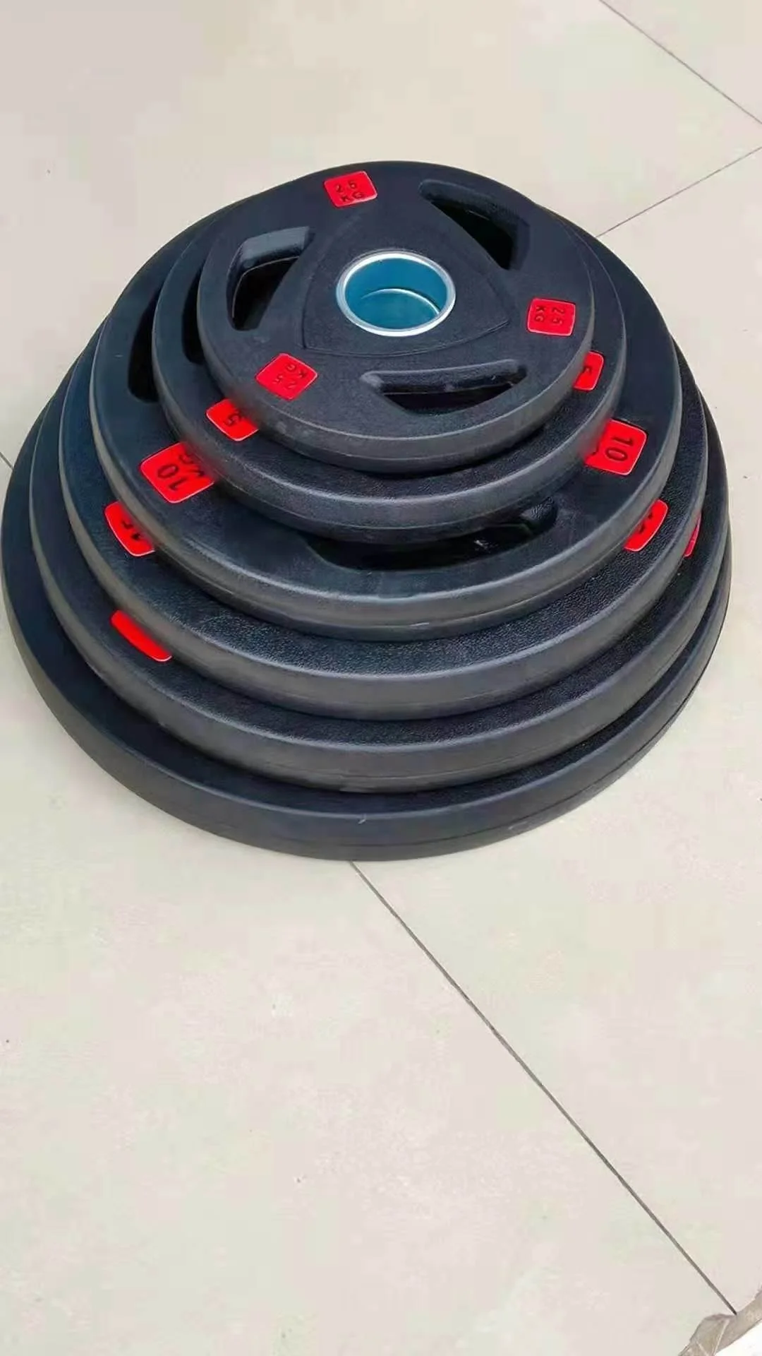 Gym Fitness Free Weight Strength Home Bodybuilding Cast Iron Barbell Rubber Coated Dumbbell Weight Lifting  Plate