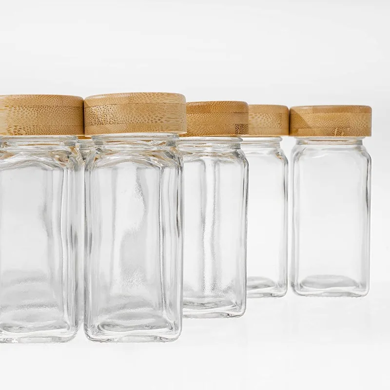 Food Storage & Container 4 oz Glass Spice Jars with Bamboo Lids 100ml Seasoning Storage Bottle