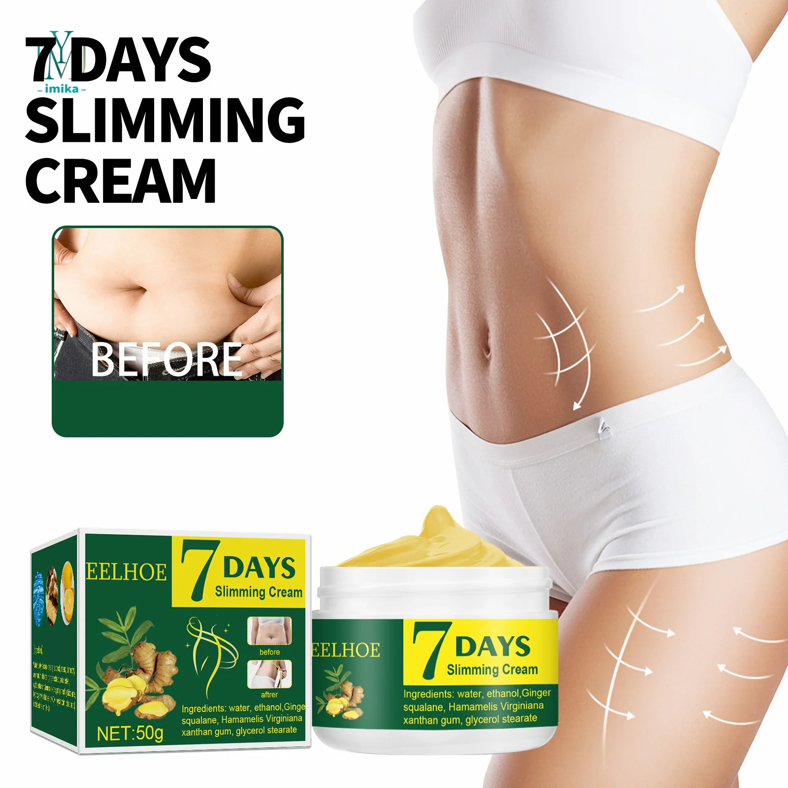 Stomach Belly Fat Burning Slimming Cream for Men and Women Weight Loss Ginger Slimming Cream for Men and Women