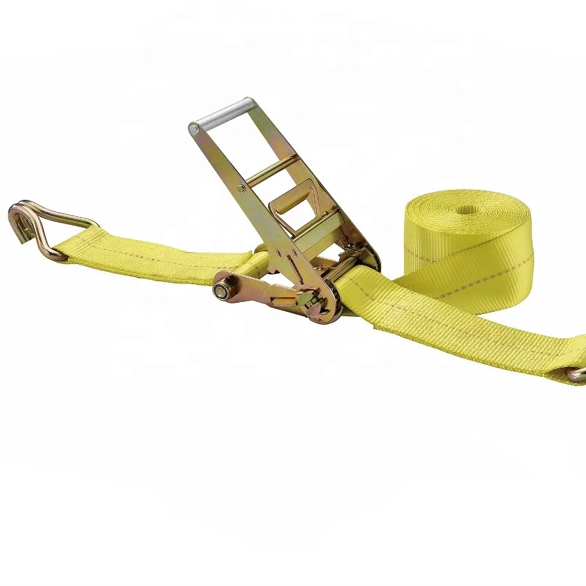Factory supply heavy duty J hook polyester flexible ratchet tie down cargo lashing straps