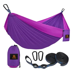China factory 210T parachute fabric custom logo outdoor ultralight  portable nylon camping hammock with small carry pouch