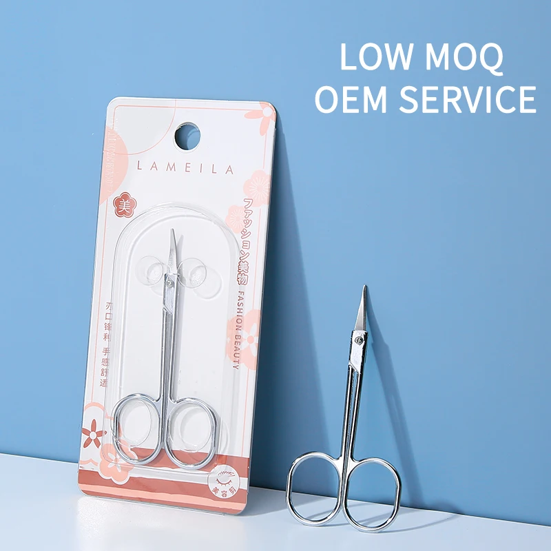 Lameila Custom Logo Eyebrow Scissors Nose Hair Remover Pointed Scissors Eyebrow Stainless Steel Beauty Scissors For Women A0410