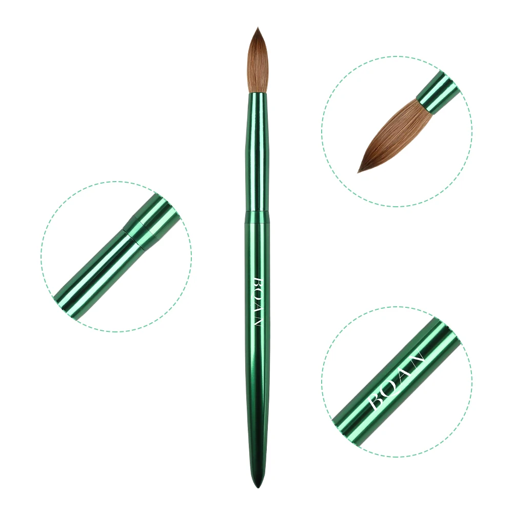 BQAN Custom Painting Metal Handle Acrylic Brush Set Round 100 Pure Kolinsky Acrylic Nail Brush Size 6 8 10 12 14 16