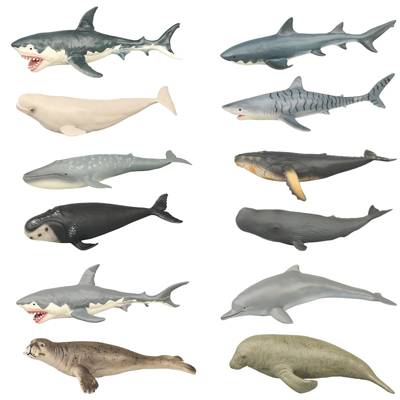 Высококачественная ПВХ пластиковая имитация детская игрушка белые акулы модели океана реалистичные киты морские животные мягкие игрушки