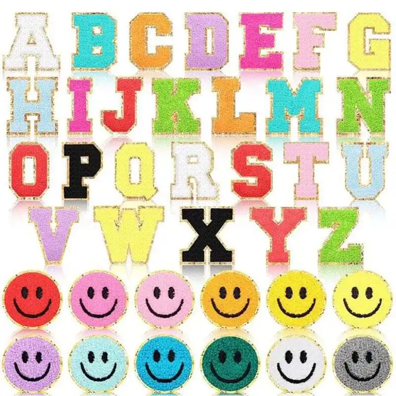 Free Custom Sample Heat Press Iron On Logo Embroidery 26 Letter Chenille Letters Patches For Hoodie