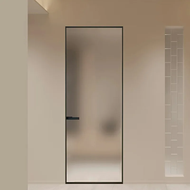 Современный Стиль Скрытая рама распашная дверь узкая из алюминиевого сплава комнатная туалета с качелями стиль для использования в ванной