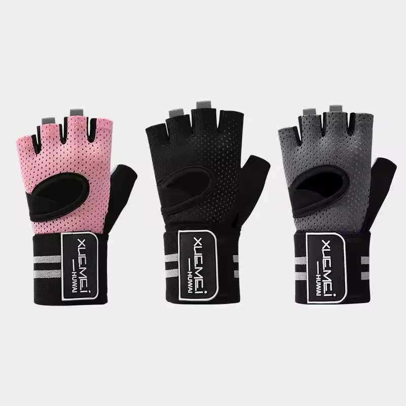 Breathable fitness weightlifting wrist support custom women men gym sports half finger gloves