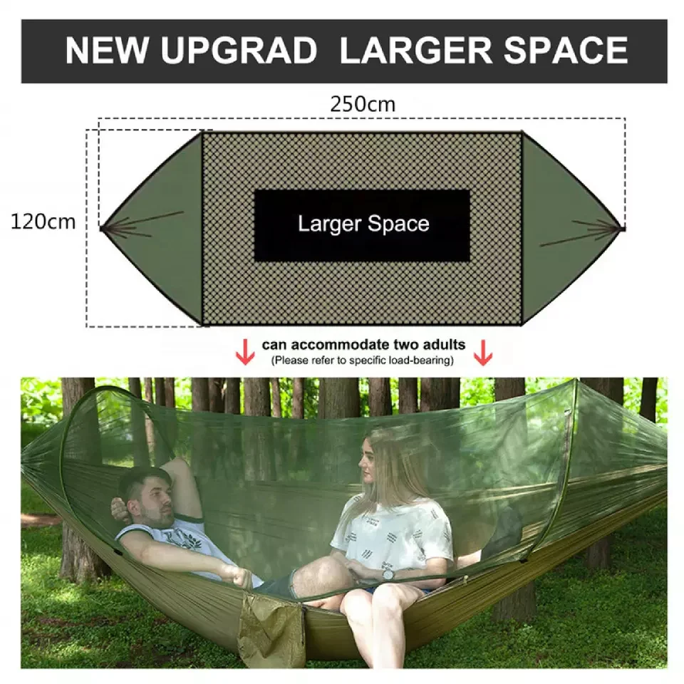 Popular Items Automatic Opening Outdoor Foldable Portable Camping Kid Family Hammock with Mosquito Net Max Bearing 300kg Durable