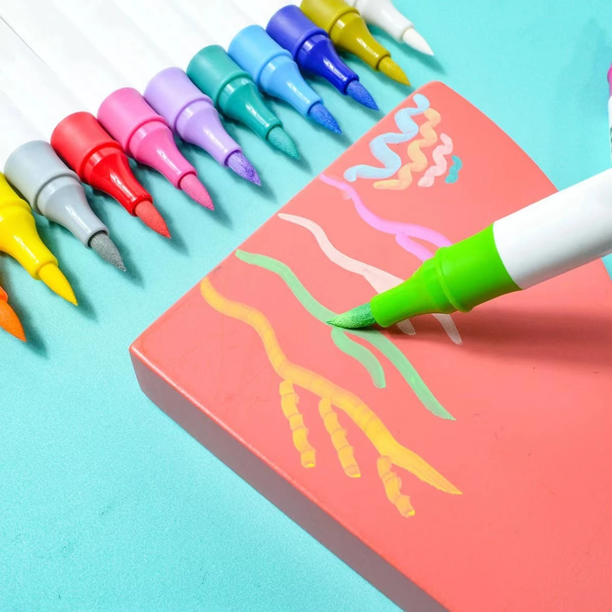 24 цвета акриловые маркеры для рисования двойной наконечник и цвет ручки наскальной живописи поделки