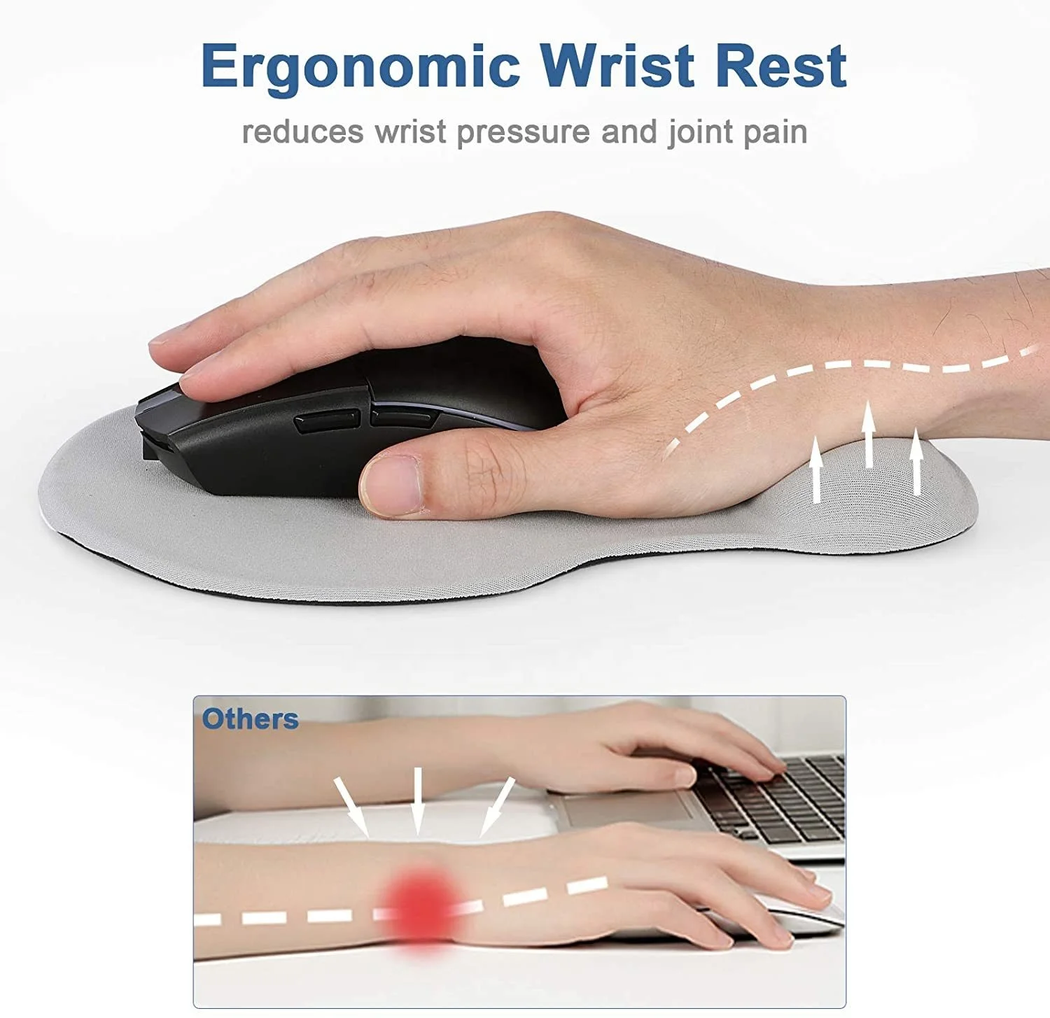 Promotional Ergonomic Printing Mousepad With Wrist Support Protect Your Wrists gel wrist rest  mouse pad