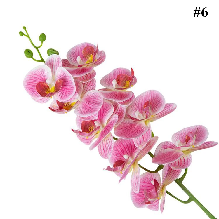 Wholesale Orchid Flower 3D Printing 9 Heads Real Touch Silk Latex Artificial Orchids Phalaenopsis Orchid For Home Wedding Decor