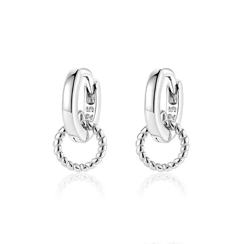 fashion 925 sterling silver hoop mini mother heart charm huggie earring