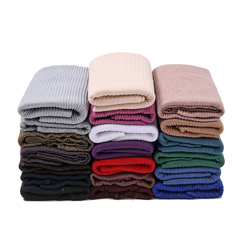 Super Thick Women Muslim scarves solid color 100% polyester Elastic Knitting Hijab
