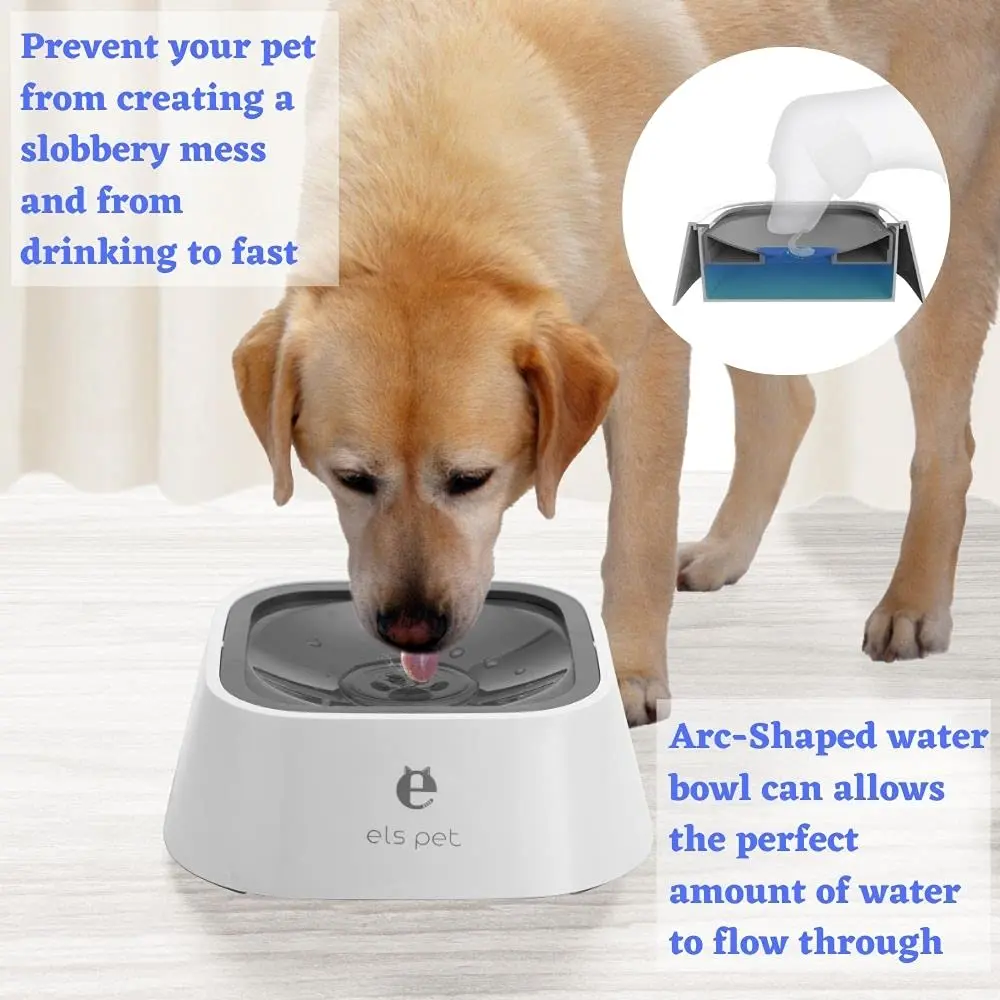 Elspet Pet Bowl Custom Logo No Spill Dog Water Bowl 70oz Plastic Drinking Water Leak Proof Slow personalized Bowl For Dogs