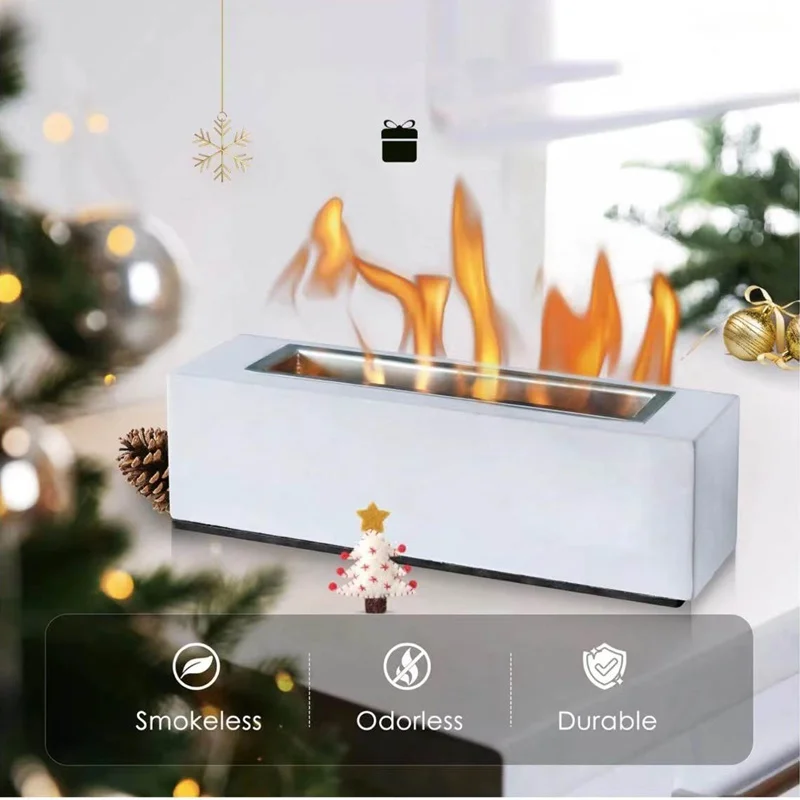 Adding green Factory custom logo Concrete Indoor tabletop smokeless Propane fire pit portable Ethanol Fireplace