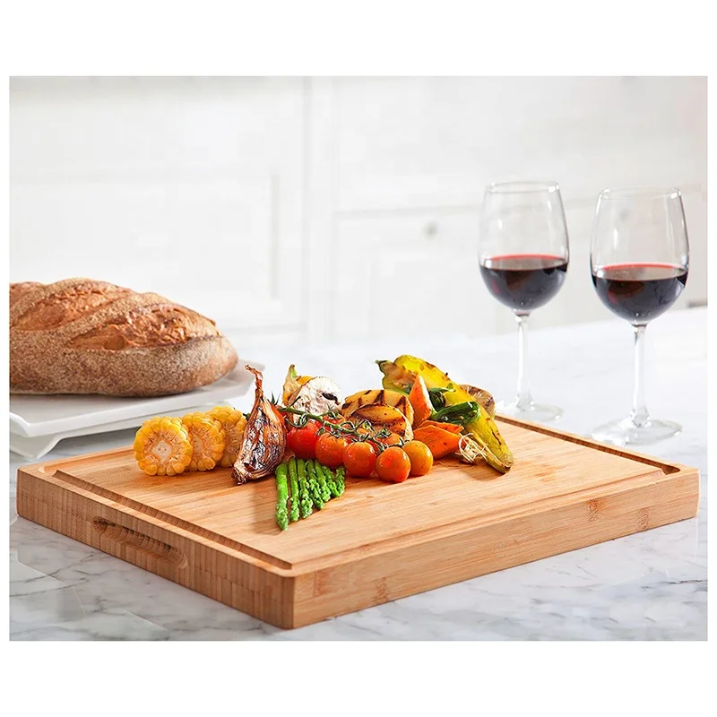 Bamboo Chopping Boards for Kitchen with Deep Juice Groove Organic Acacia Butcher Block for Meat and Vegetable