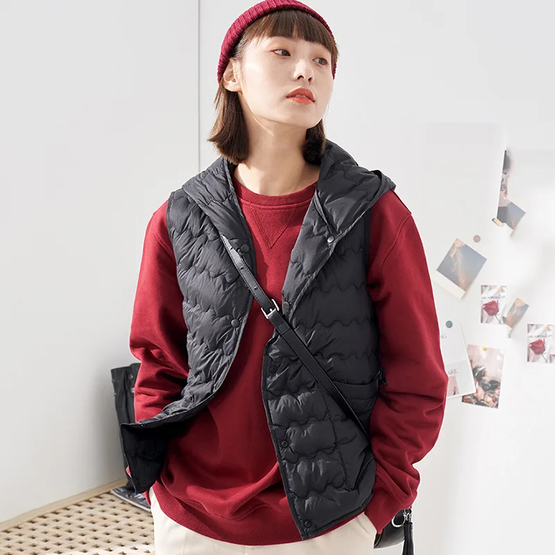 New Casual Warm Sleeveless Coat Jacket Vest Women Winter Coat Hoodie Puffer Vest