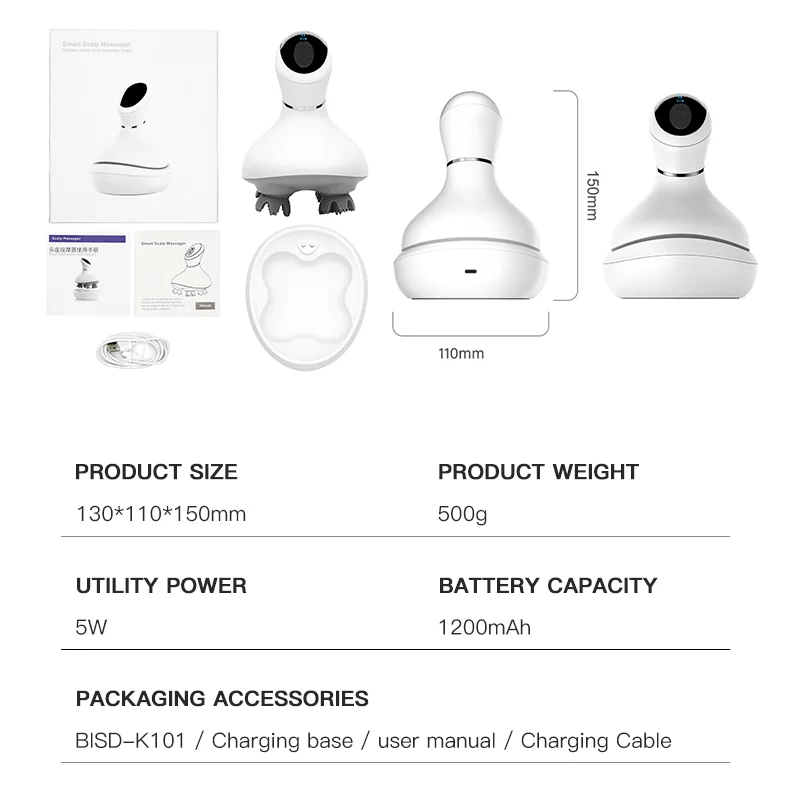 Electric Head Scalp Massager Machine Waterproof Handheld Head Vibration Scalp Massager