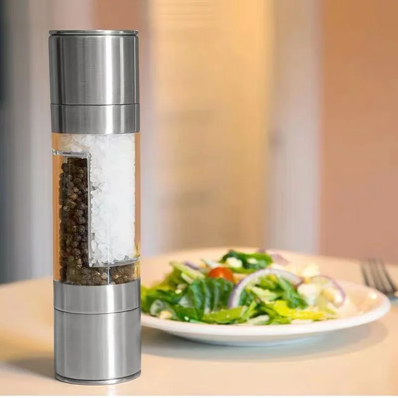 Kitchen supplies seasoning bottle 2 In 1 salt and pepper grinder black pepper mill grinder