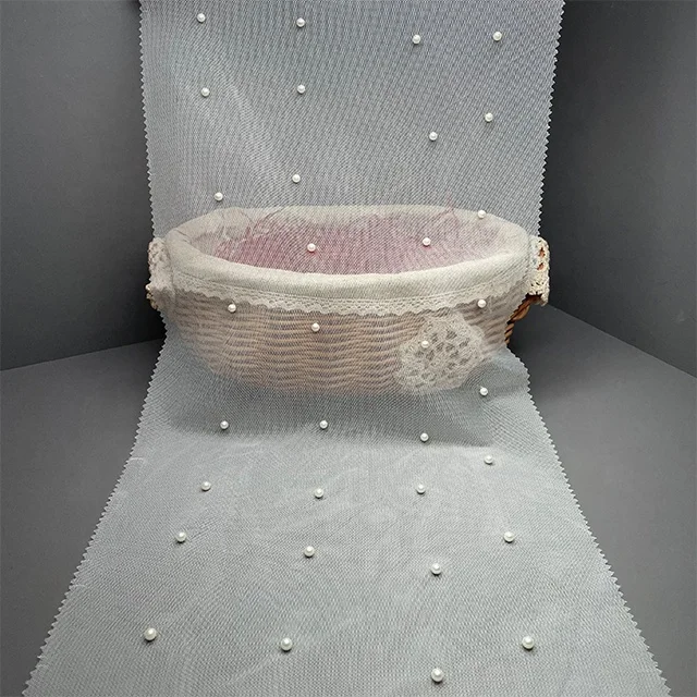 TUTON Custom Beaded Bridal Lace 140 CM Nylon Net Fabric Wholesale For Wedding Dress