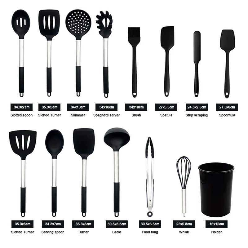 Wholesale15 Pcs Kitchen Utensil Set Cooking Accessories Cocina Utensils Kitchen Set Cooking With Stainless Steel Handle