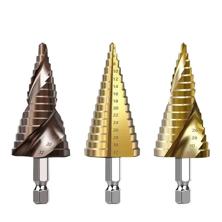 cobalt titanium hss step drill bit for metal stainless steel 60 mm M35 tian black straight flute step drill bit