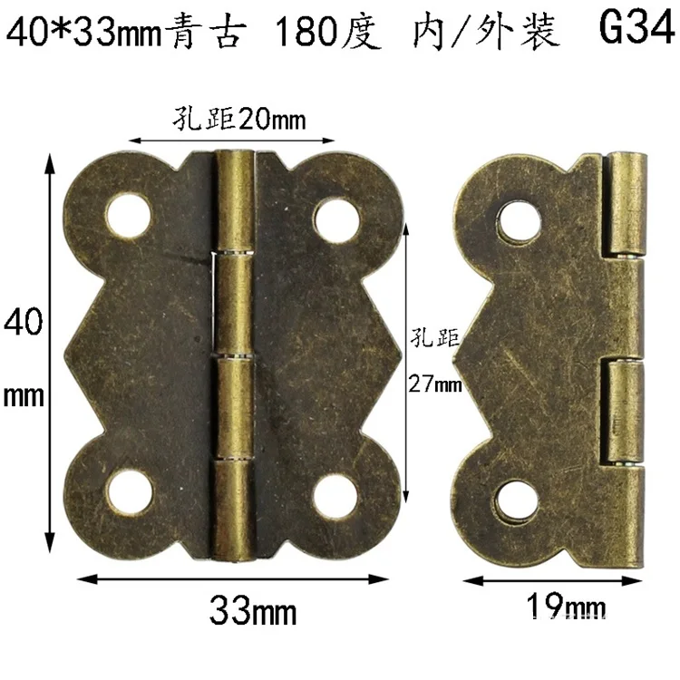 Bronze Metal Decorative Hinge Plated Hardware Craft Gift Jewlery Box Furniture Hinge Wholesale Small Brass for Wooden