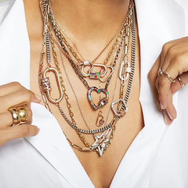 
Copper micro-inlaid jewelry buckle clasps pinch type zircon necklace bracelet link pendant 