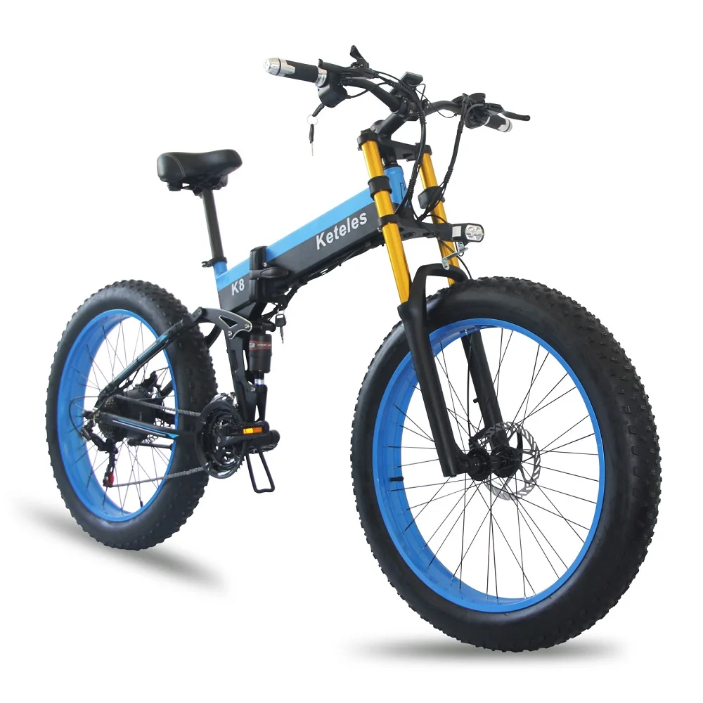 High Quality Keteles Fat Tire Folding E-Bike 1000W Motor 13AH Lithium Battery 21-Speed Electric Bike Drop Shipping Available