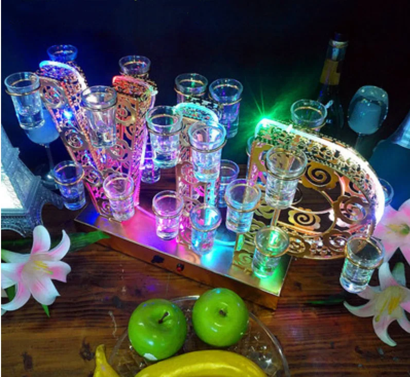 Customized logo VIP   24 PCS Led glass tray slot  for bar and club