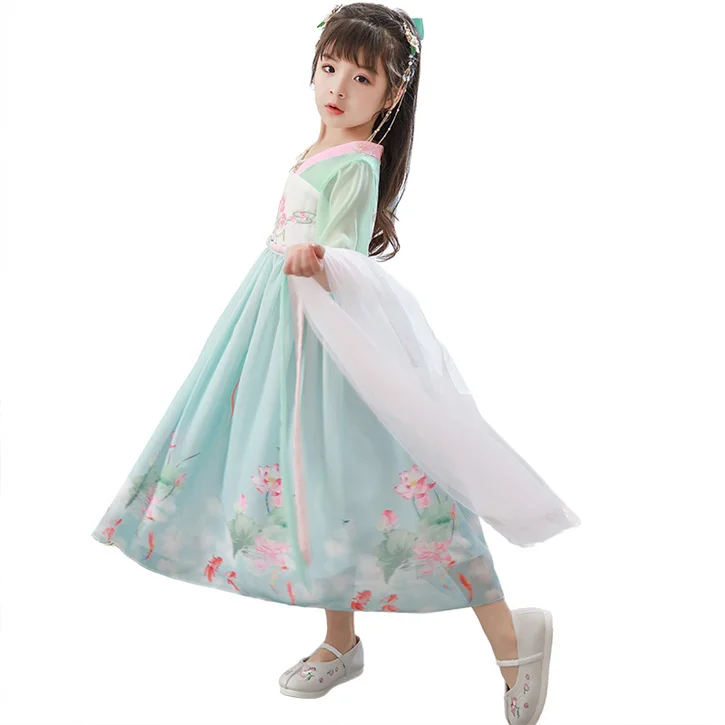 2024 new fashion children dresses girl party froks girl dress Chinese style costume summer short sleeve Elegant dress