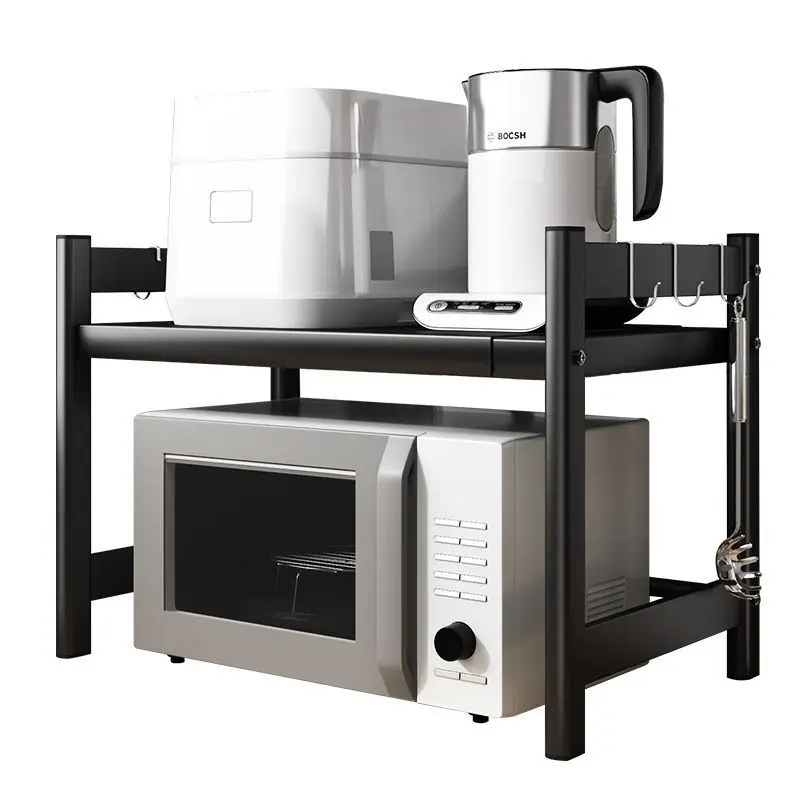 Floor-standing Retractable Microwave Oven Rack Multi-layer Kitchen Storage Rack Adjustable Height Kitchen Rack