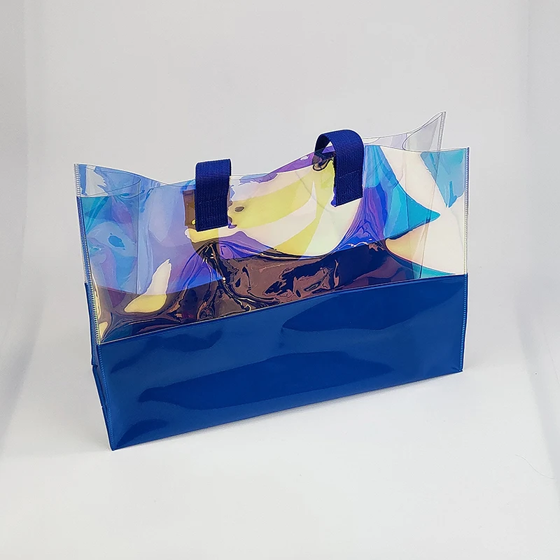 Printed Women Holographic Laser Tote Bag PVC Handbag Clear Shoulder Beach Gift Bag